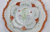 hand painted dinner plate with accent dessert plate