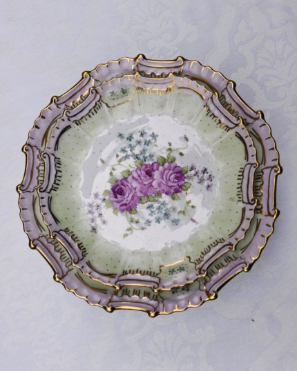 fluted fancy salad and dinner plate