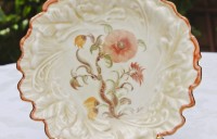embossed leaf plate with whimsical floral design